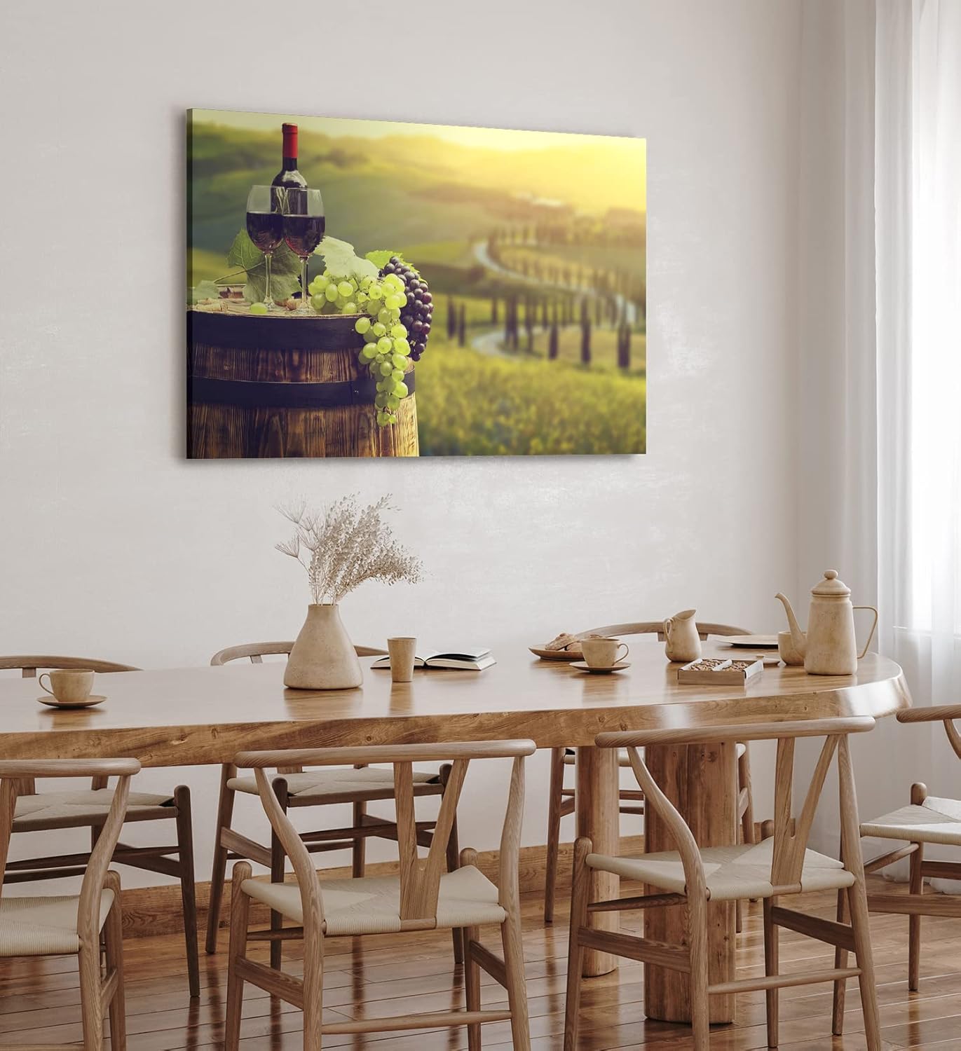 Paul Sinus Wandbild 120x80cm Wein Weintrauben Toskana Landschaft Weinfass