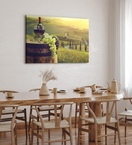 Paul Sinus Wandbild 120x80cm Wein Weintrauben Toskana Landschaft Weinfass
