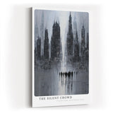 Paul Sinus Wandbild in 40x60cm The Silent Crowd Silhouetten einer Menschenmenge vor hoch aufragender Skyline in grauer Farbkomposition