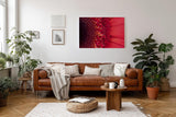 Sinus Art Wandbild 120x80cm Faszinierende Nahaufnahme einer roten Blüte mit klar erkennbarer Struktur und Tiefenwirkung