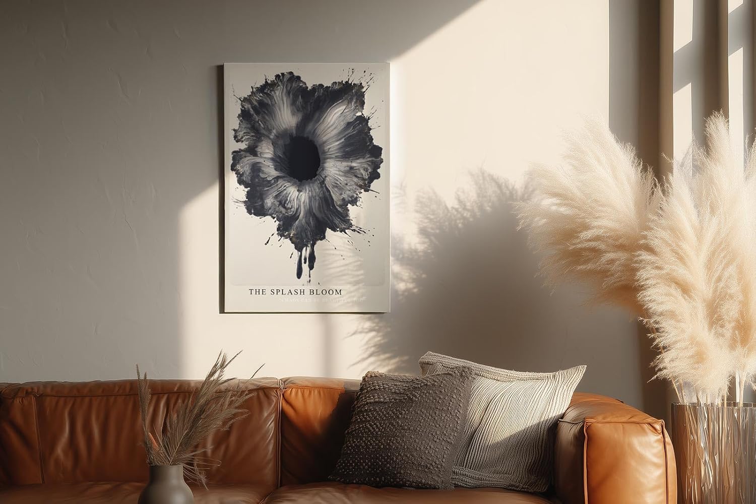 Paul Sinus Wandbild in 40x60cm The Splash Bloom Abstraktes Schwarz-Weiß-Motiv mit explosiver, organischer Form und dynamischen Strukturen