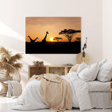 Paul Sinus Wandbild 120x80cm Afrika Giraffen Sonnenuntergang Abend Natur Wildnis Bäume
