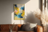 Paul Sinus Wandbild in 40x60cm The Color Dance – Farbintensive abstrakte Komposition in Gelb-, Blauund Weißtönen