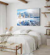 Paul Sinus Wandbild 120x80cm Gefrorener See Eis Schnee Winterlandschaft Tannenwald