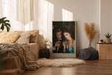 Paul Sinus Wandbild in 40x60cm Stilvolles Paar im Vintage-Look mit Cocktails vor tropischem Hintergrund