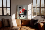 Paul Sinus Wandbild in 40x60cm The Red Construct – Geometrische Abstraktion in Rot, Schwarz und Weiß mit klaren Linien und markanten Formen