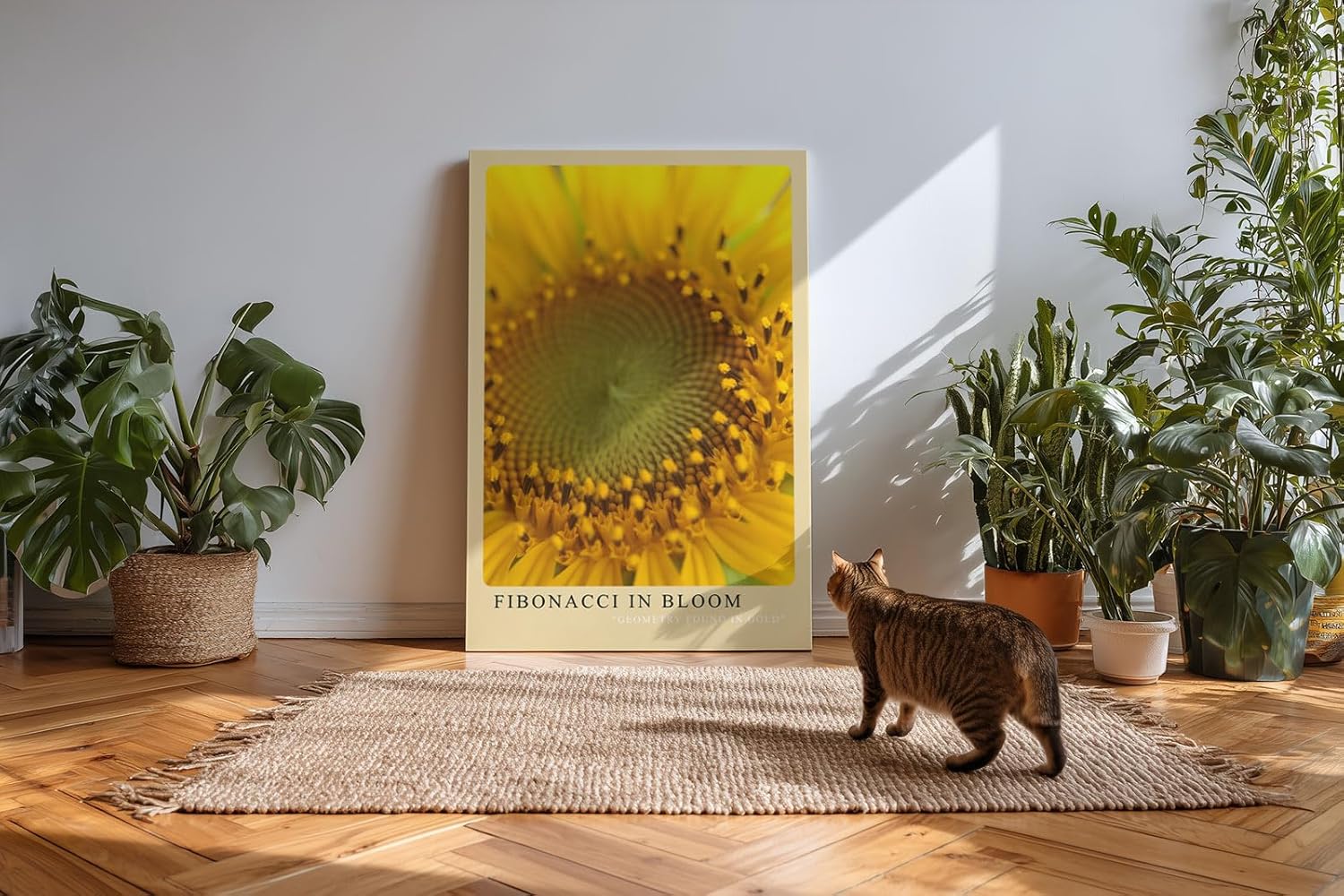 Paul Sinus Kunstdruck 40x60cm Fibonacci in Bloom Sonnenblume Makro Gelb Natur Geometrie Bruchstruktur