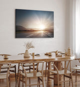 Paul Sinus Wandbild 120x80cm Straße Sonnenuntergang Berge Landschaft Sonnenstrahlen