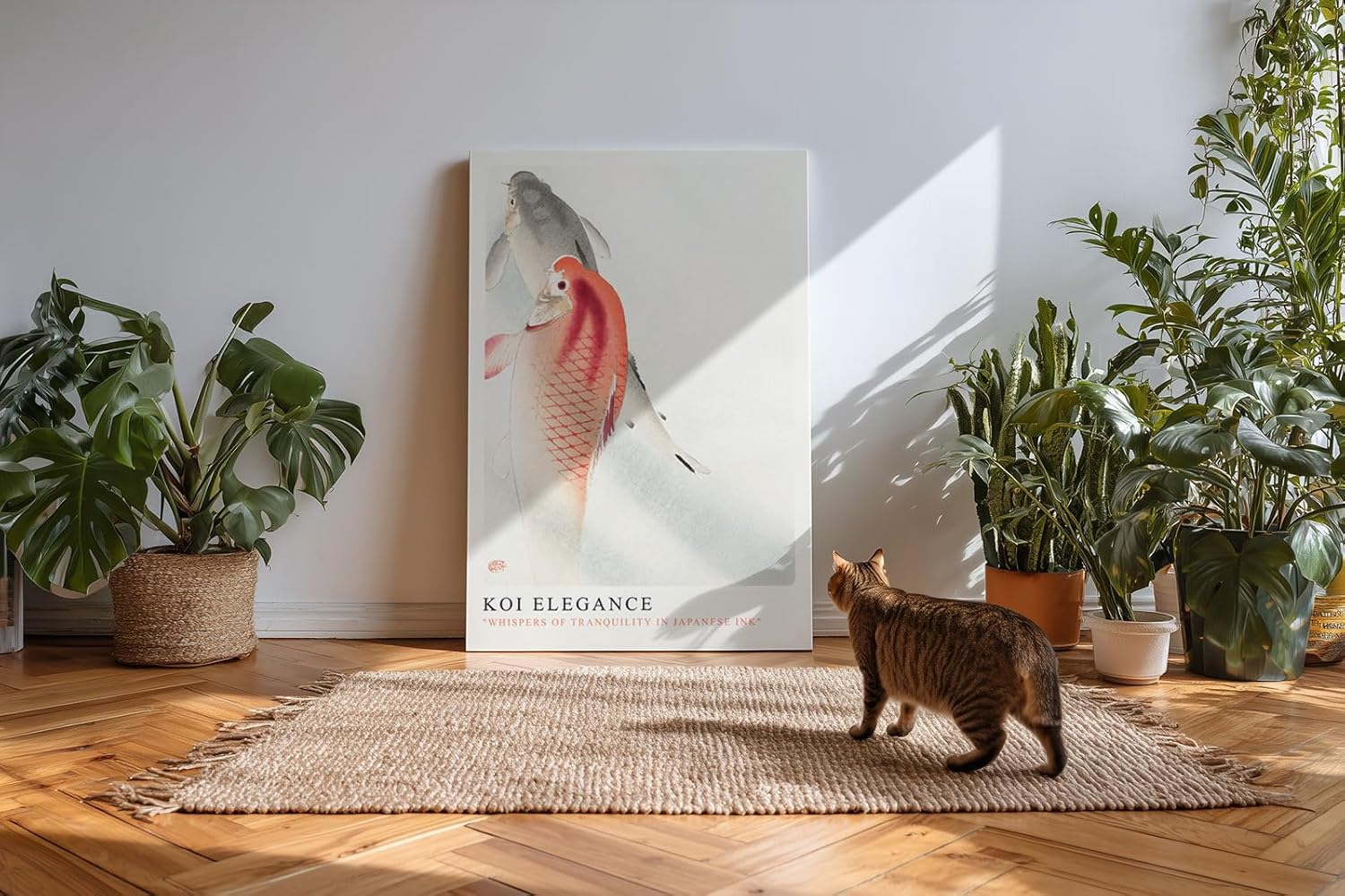Paul Sinus Kunstdruck 40x60cm Koi Elegance japanische Tuschmalerei mit Koi-Fischen in zarter Harmonie