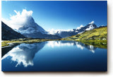 Sinus Art Wandbild 120x80cm Majestätisches Matterhorn reflektiert sich in klarem Bergsee unter blauem Himmel
