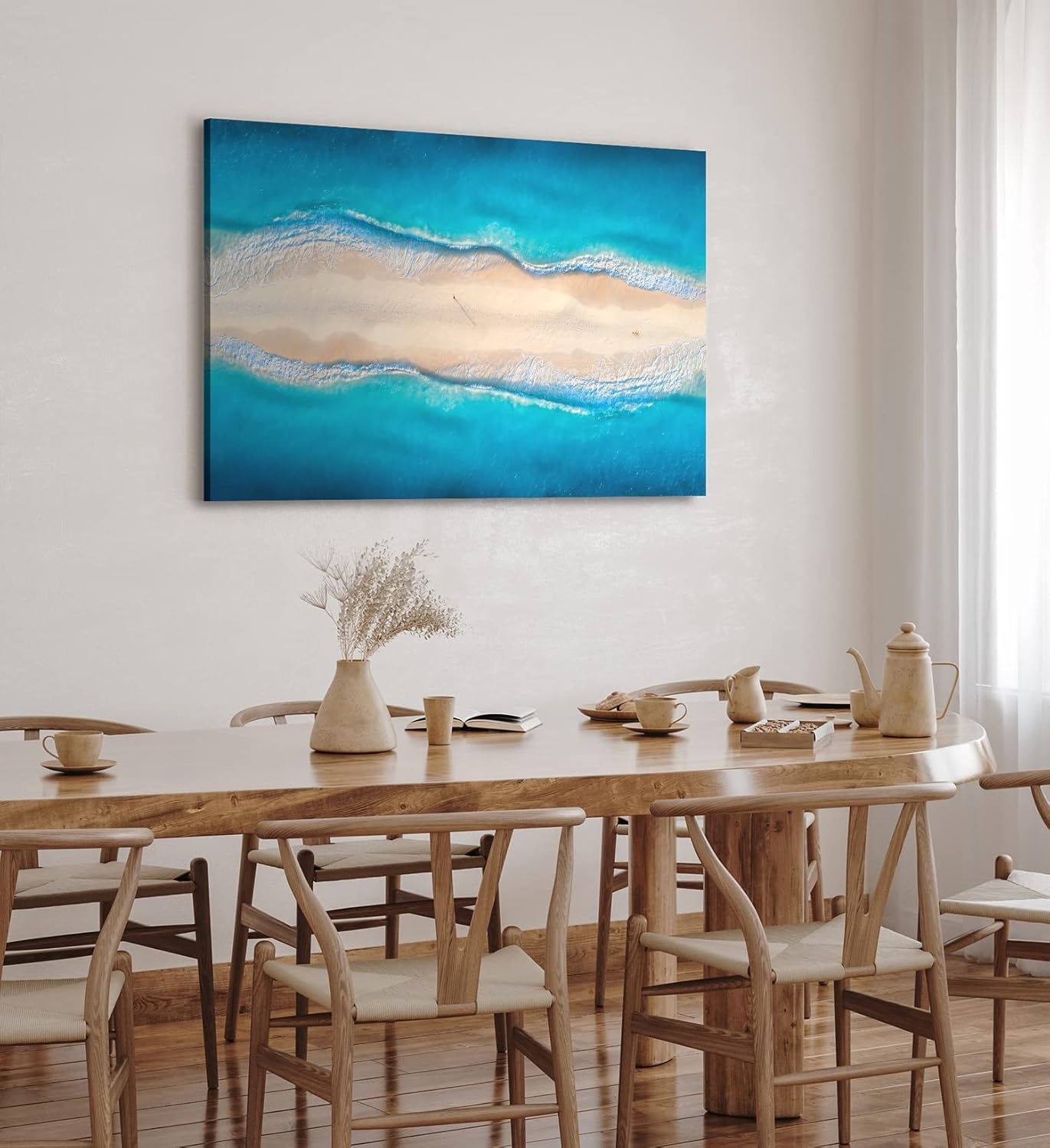 Paul Sinus Wandbild 120x80cm Strand aus der Vogelperspektive Luftaufnahme Blau