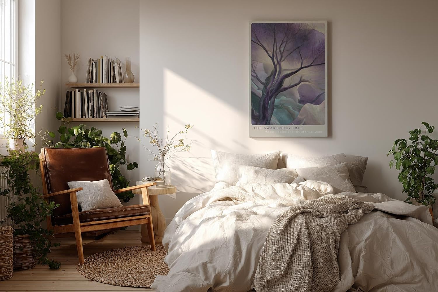 Paul Sinus Wandbild in 40x60cm The Awakening Tree – Künstlerische Naturdarstellung in sanften Violettund Grüntönen
