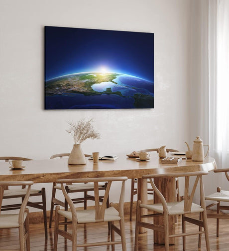 Paul Sinus Wandbild 120x80cm Erde Weltraum Sonnenaufgang Planet Satellitenaufnahme