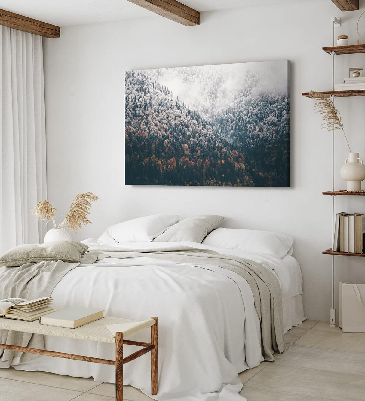 Paul Sinus Wandbild 120x80cm Tannenwald Wald Berg Natur Bäume Nebel Kunstvoll