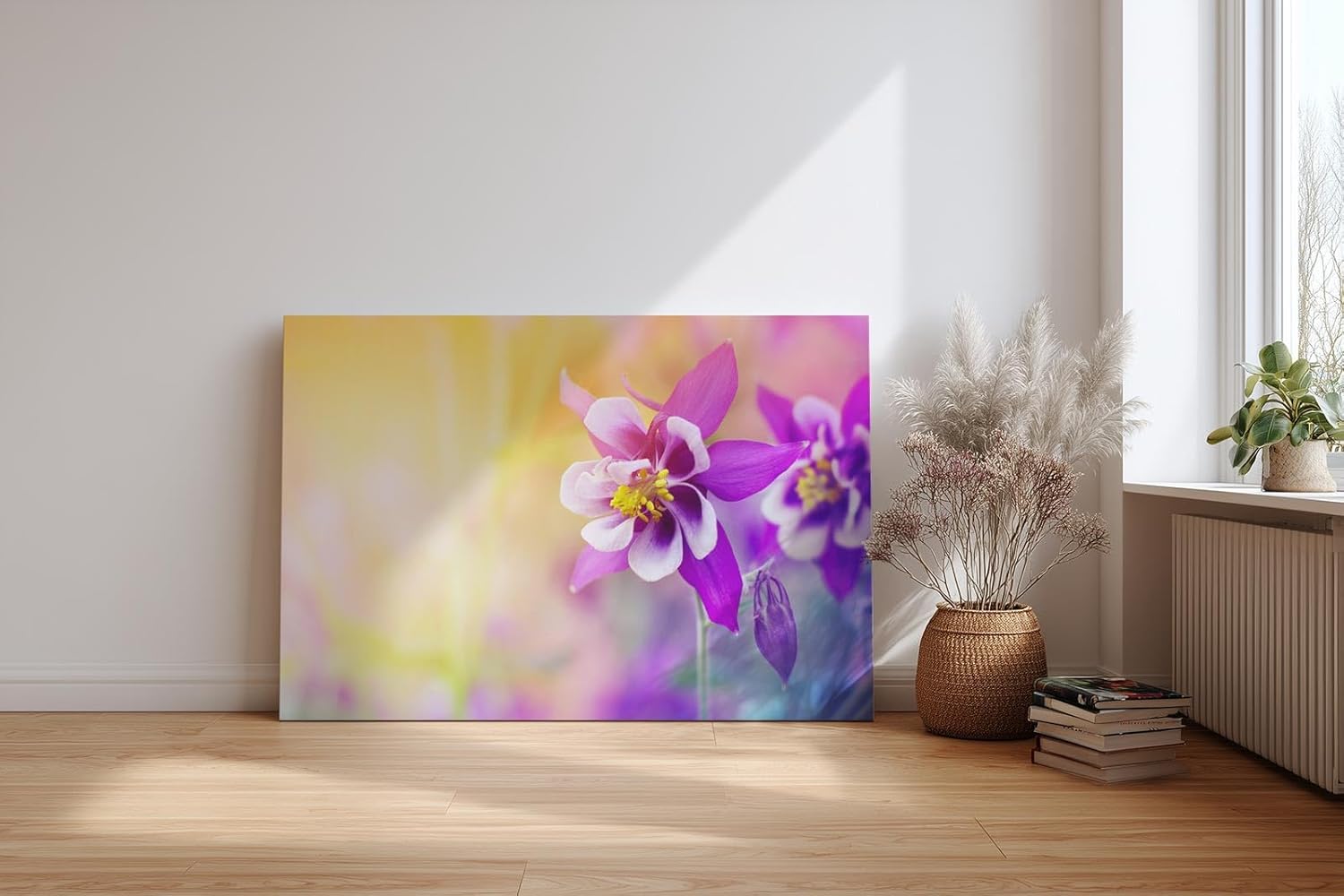 Sinus Art Wandbild 120x80cm Faszinierende Nahaufnahme einer violetten Blüte mit harmonischem Farbverlauf