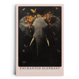 Paul Sinus Leinwandbild 60x90cm mystischer Elefant mit floraler Krone und Schmetterlingen, ausdrucksstarke Wandkunst in dunklen Tönen