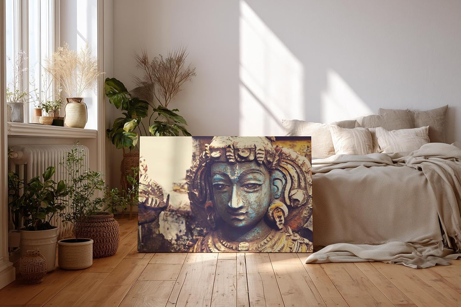 Sinus Art Wandbild 120x80cm Antike Skulptur mit ausdrucksstarkem Gesicht und handwerklicher Struktur
