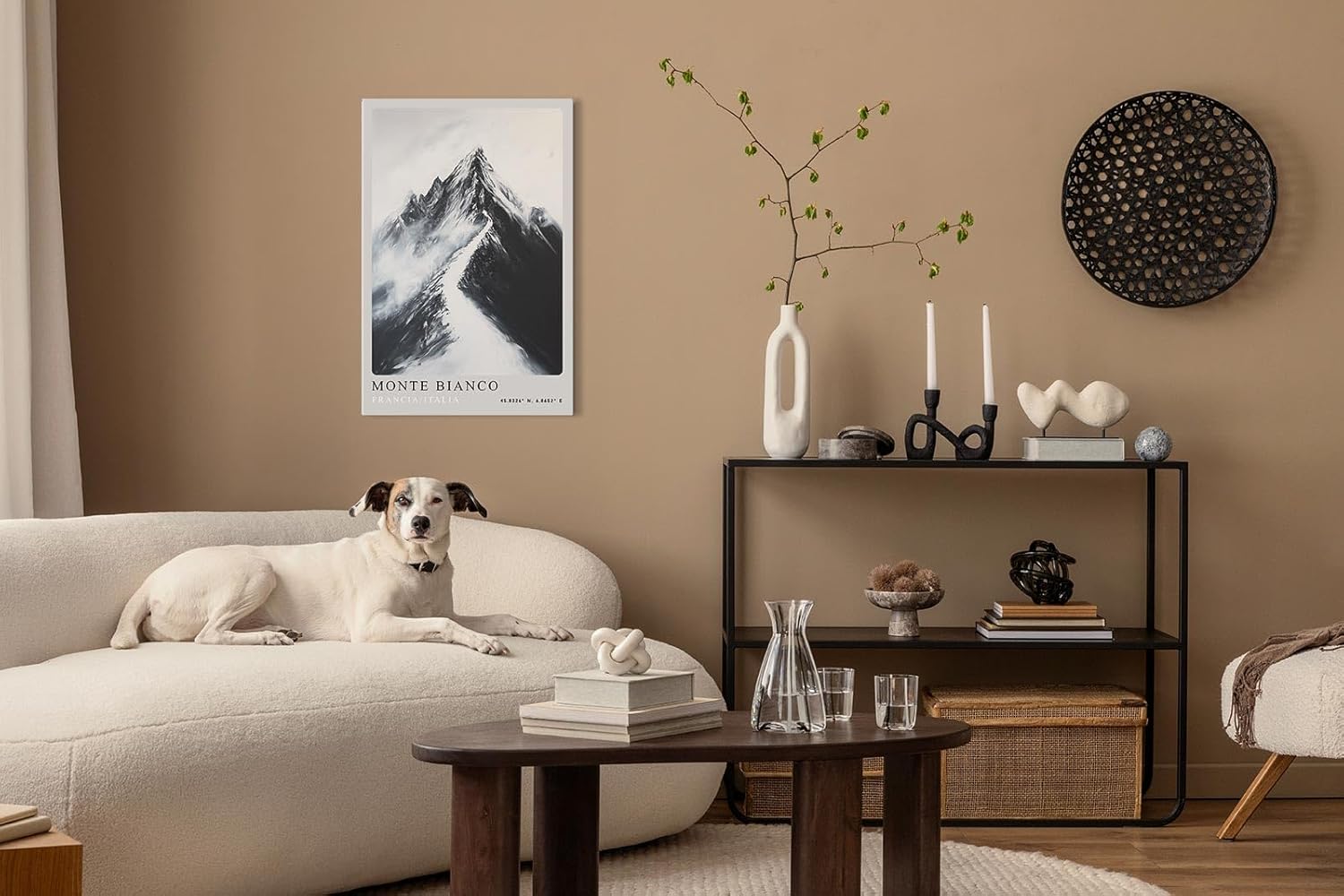 Paul Sinus Leinwandbild 60x90cm Monte Bianco – Majestätische Berglandschaft in monochromer Eleganz mit dramatischer Schneekulisse