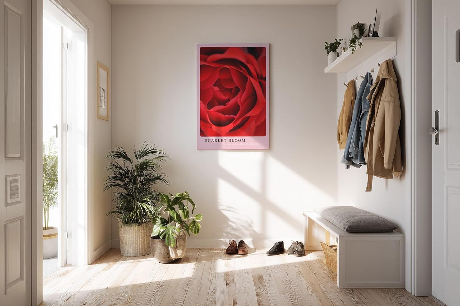 Paul Sinus Kunstdruck 40x60cm Scarlet Bloom – Rote Rosenblüte in Makroaufnahme mit eleganter Form und samtiger Textur