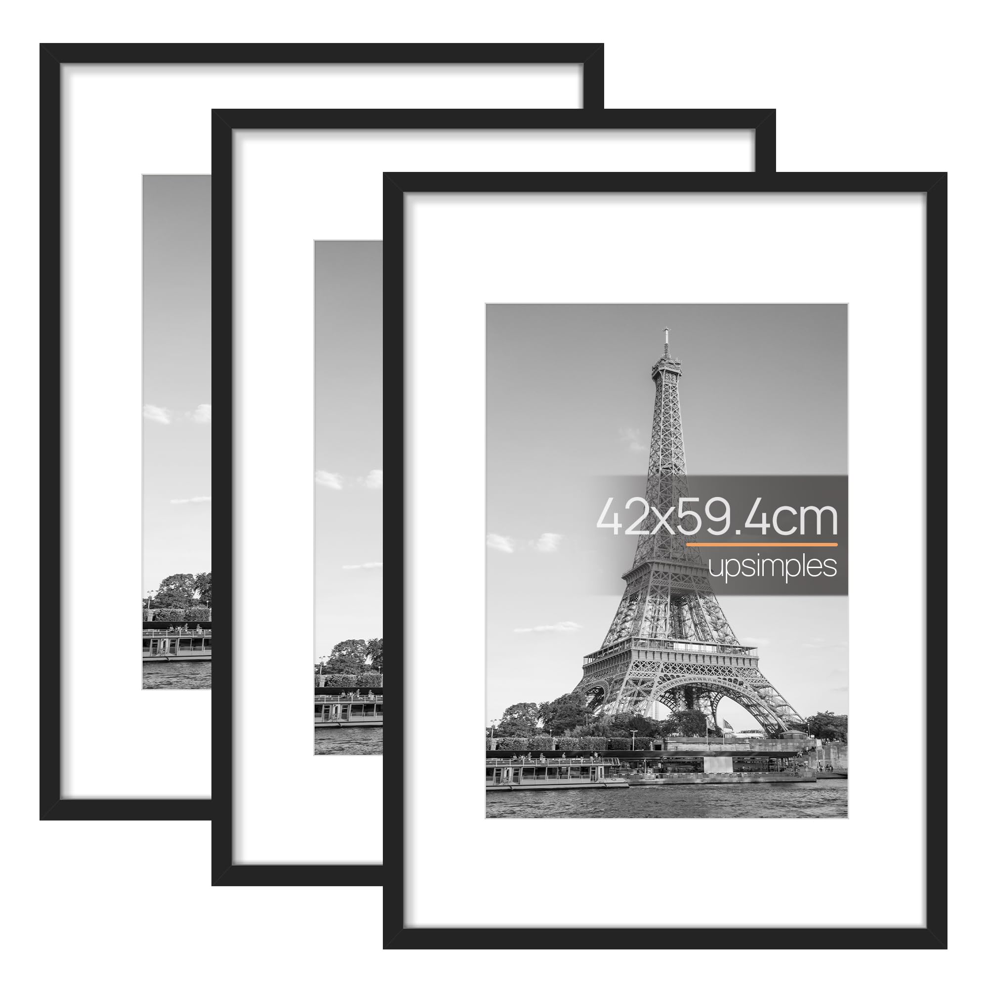upsimples 3 Pack Bilderrahmen A4 Holz, Picture Frame Holz für Fotos, Bilder, Poster