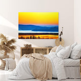 Paul Sinus Wandbild 120x80cm Landschaftsbild See roter Himmel Abendröte Vögel Natur
