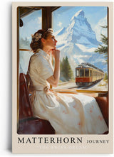 Paul Sinus Leinwandbild 60x90cm Matterhorn – Alpen, Nostalgie, Vintage, Zugreise, Schweiz, Landschaft, Romantik, Fernweh, Berge, Natur, Fotografie