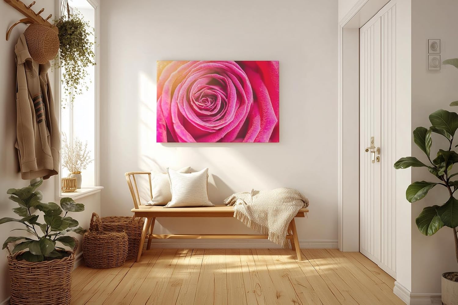 Sinus Art Wandbild 120x80cm Nahaufnahme einer geöffneten Rose mit weichen Übergängen und natürlicher Symmetrie