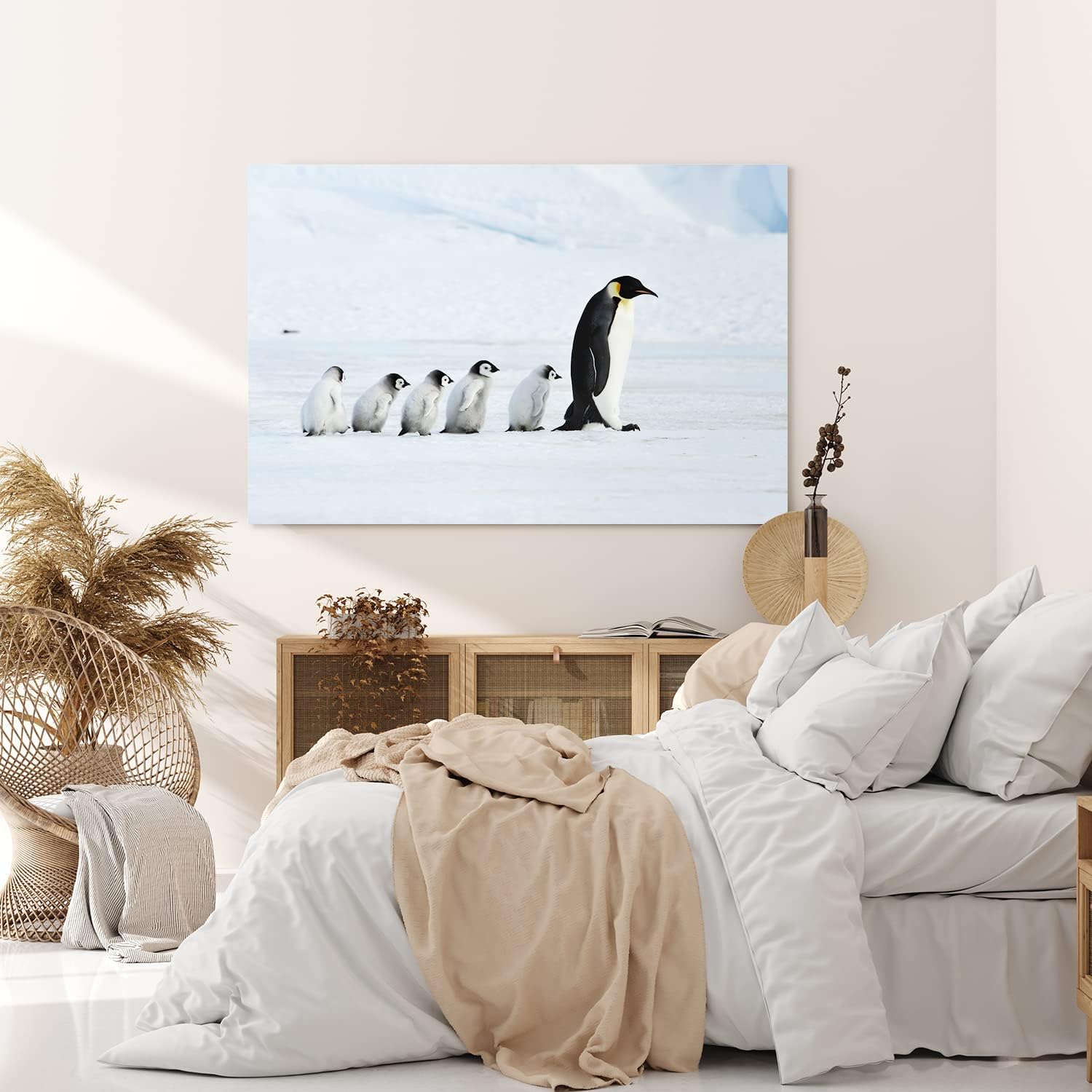 Paul Sinus Wandbild 120x80cm Pinguine Babypinguine Kaiserpinguin Schnee Tierfotografie