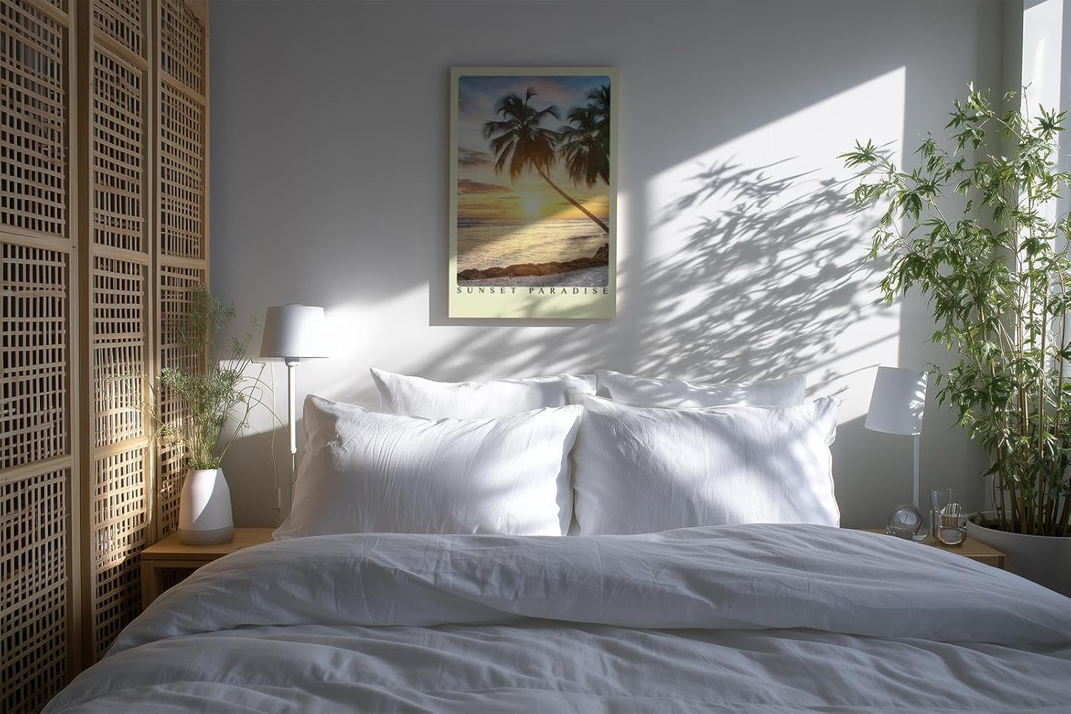 Paul Sinus Kunstdruck 40x60cm Sunset Paradise – Palmen bei Sonnenuntergang an tropischem Strand mit warmem Licht
