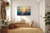 Sinus Art Wandbild 120x80cm Silhouette beim Yoga im Sonnenuntergang – Sinnbild für Balance und Achtsamkeit