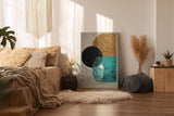 Paul Sinus Wandbild in 40x60cm The Fourth Surface – Geometrische Komposition aus Schwarz, Gold, Türkis und Marmorstruktur in harmonischer Anordnung