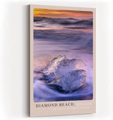 Paul Sinus Kunstdruck 40x60cm Diamond Beach Iceland – Eisskulptur im Sonnenaufgang an Islands dramatischer Küste