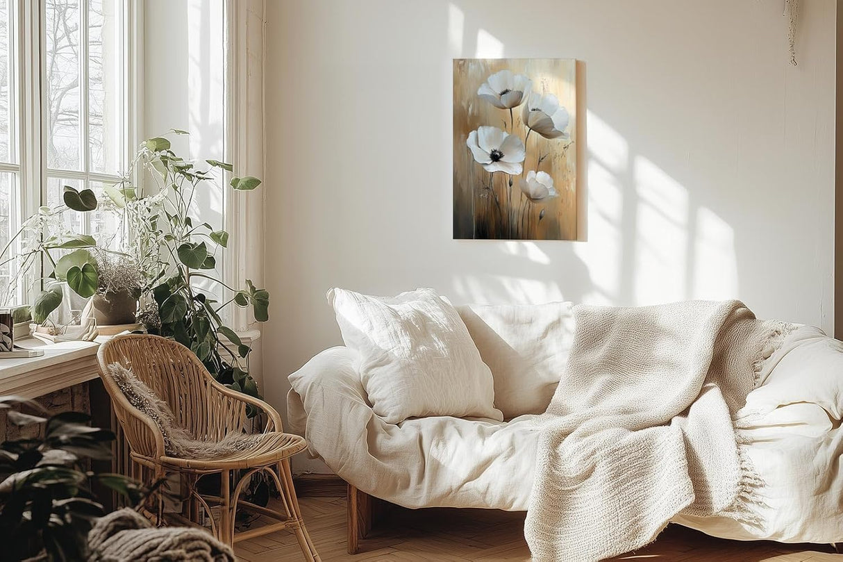Paul Sinus 60x90cm Wandbild Zeitlose Blüten in Beige – Elegante Naturkunst mit stilvoller Blume