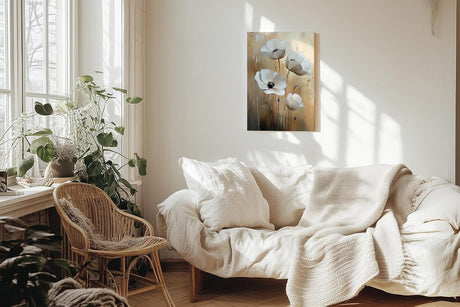 Paul Sinus 60x90cm Wandbild Zeitlose Blüten in Beige – Elegante Naturkunst mit stilvoller Blume