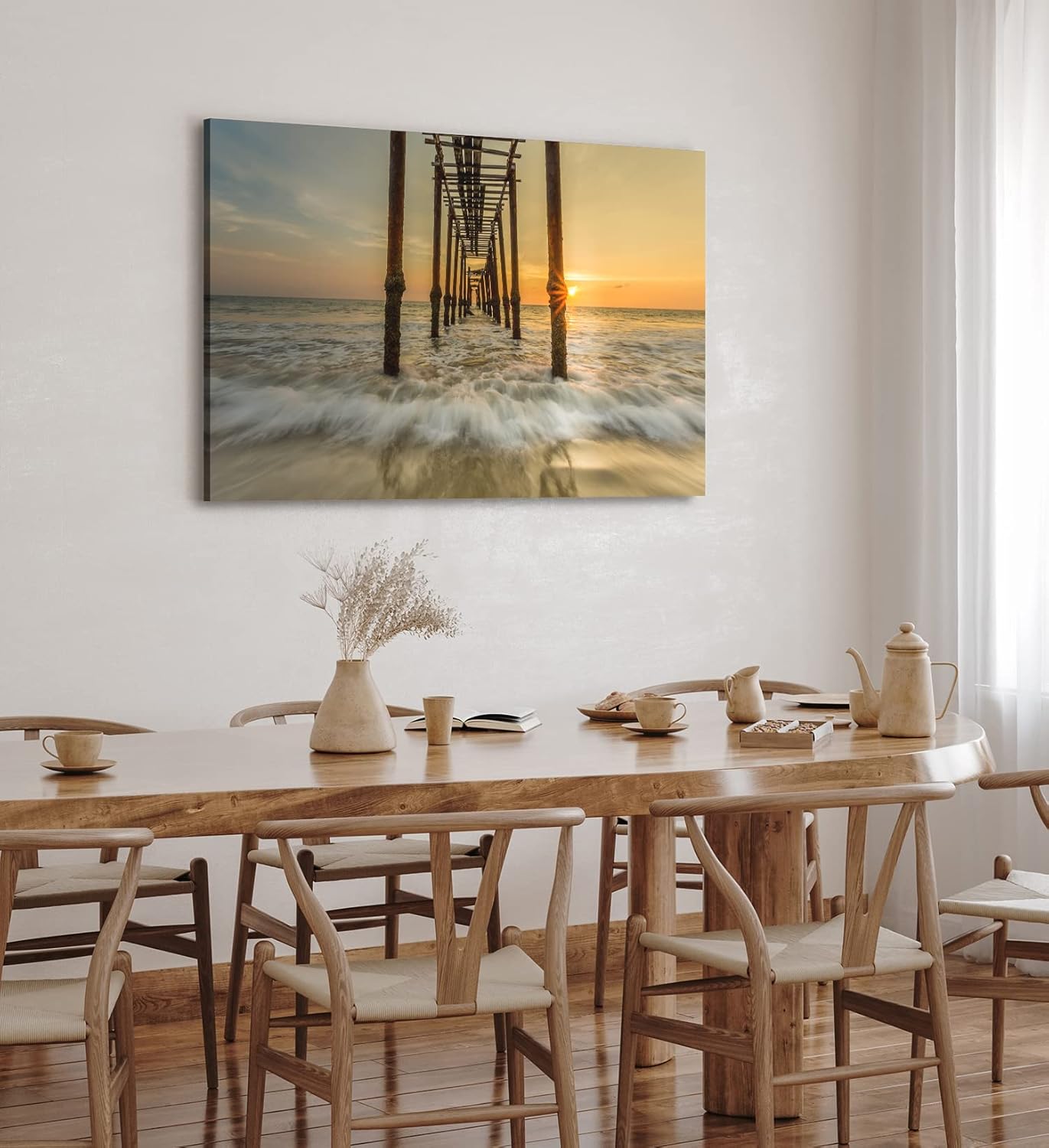 Paul Sinus Wandbild 120x80cm Sonnenuntergang Horizont Steg Holzbrücke Meer Strand