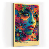 Paul Sinus Wandbild in 40x60cm Flora Divina Mystisches Frauenporträt in leuchtenden Farben mit üppigen Blütenelementen für luxuriöse Raumgestaltung