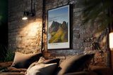 Paul Sinus Kunstdruck 40x60cm Vestrahorn Island mit dramatischer Felsformation und Lichtspiel