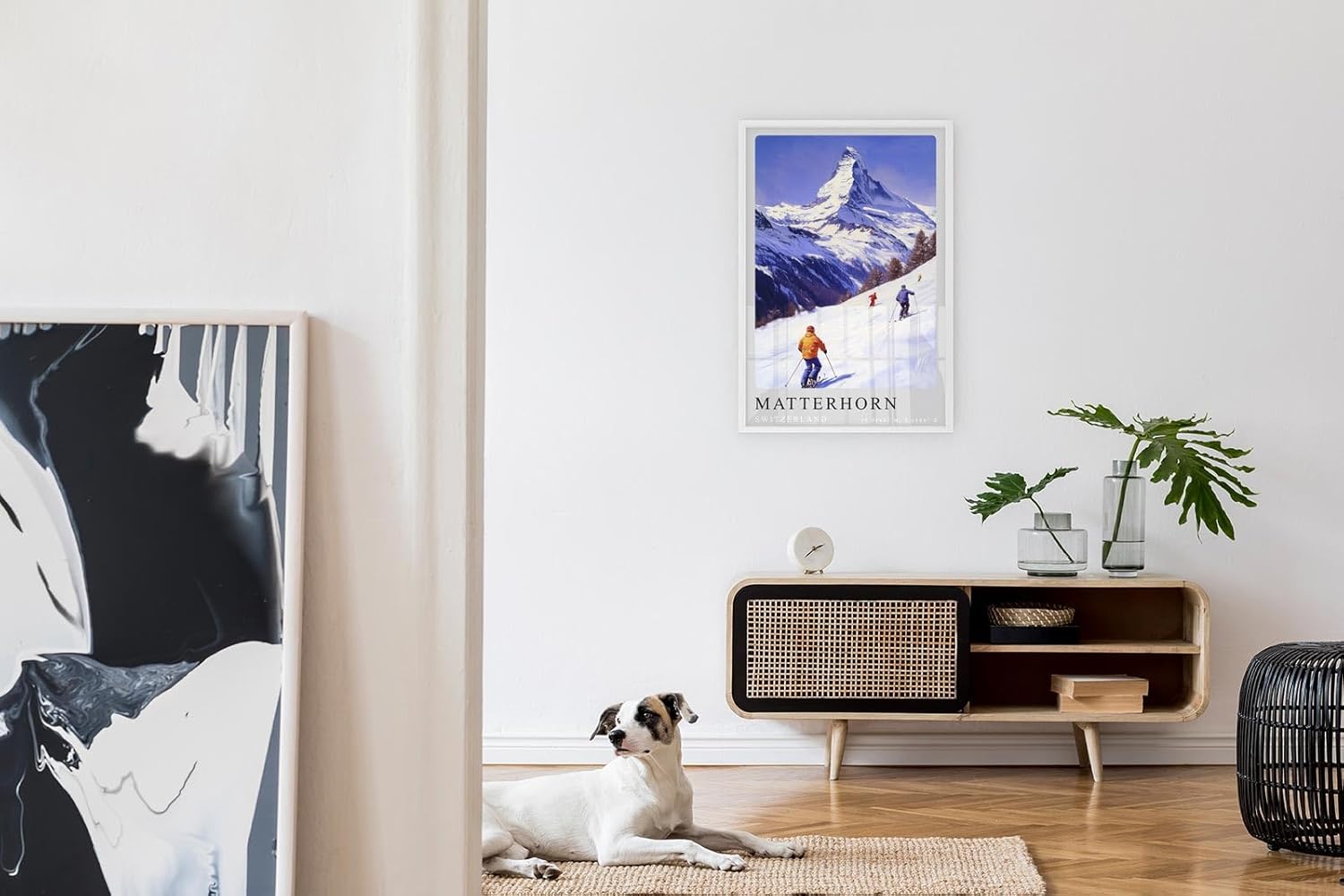 Paul Sinus Leinwandbild 60x90cm Matterhorn – Alpen, Ski, Wintersport, Schnee, Berge, Natur, Skifahren, Schweiz, Hochgebirge, Panorama, Abenteuer