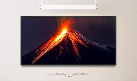 Vulkan mit Lava ca. 130x70cm Wandbild inklusive Schattenfugenrahmen schwarz - Panorama Leinwand Bild XXL Format Wandbilder Wohnzimmer Wohnung Deko Kunstdrucke