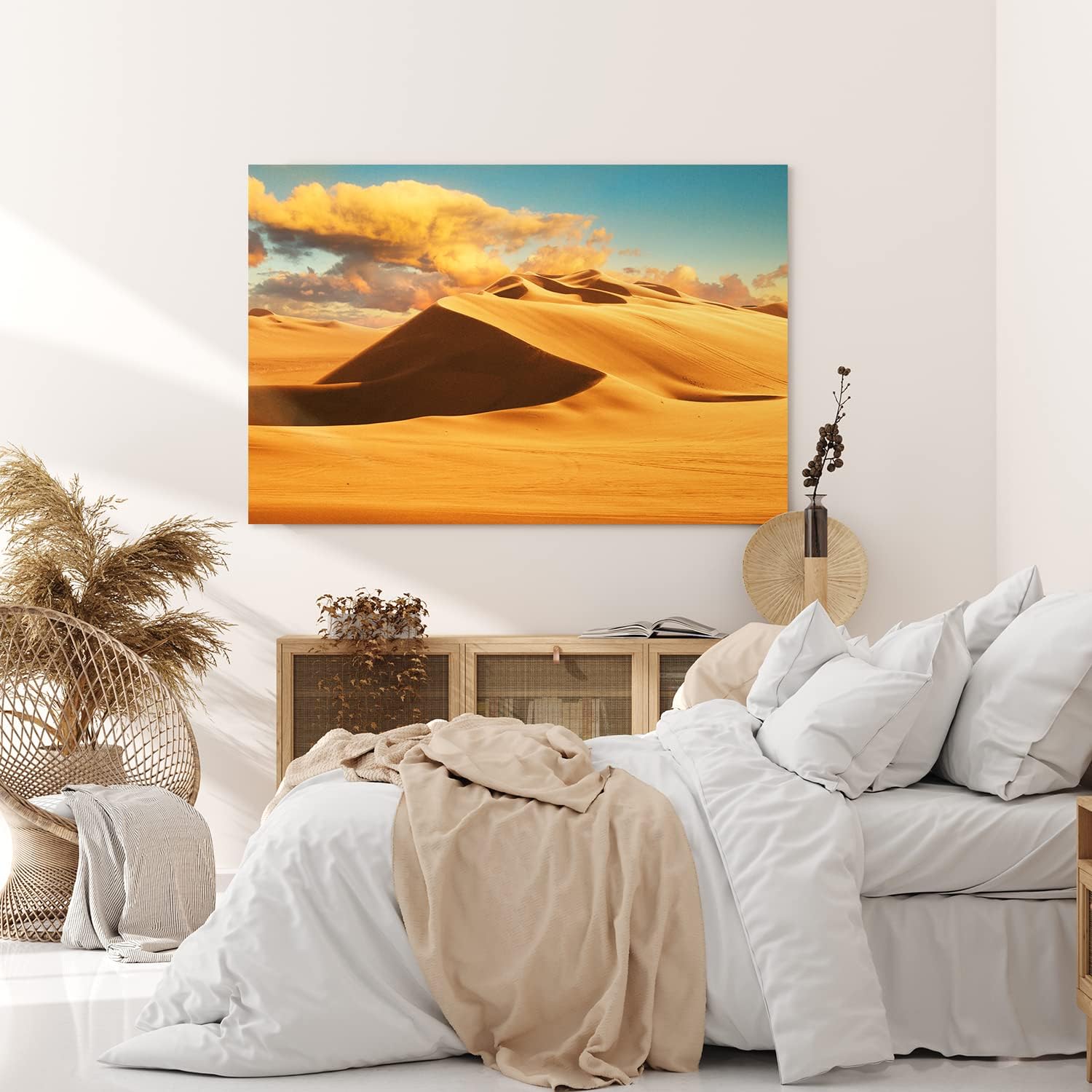 Paul Sinus Wandbild 120x80cm Wüste Sanddünen Sand rote Wolken Wüstenlandschaft