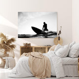 Paul Sinus Wandbild 120x80cm Surfer Surfbrett Schwarz Weis Ozean Wellen Fotokunst
