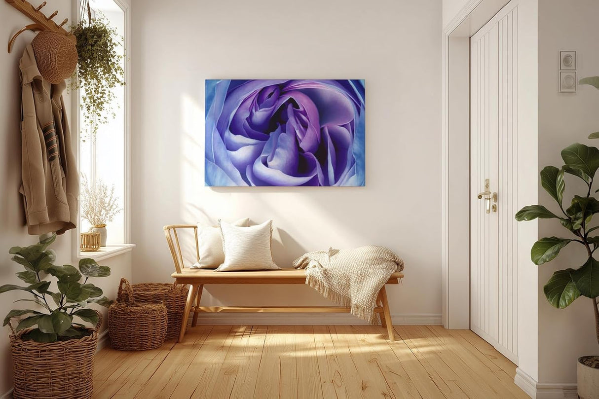 Sinus Art Wandbild 120x80cm Faszinierende Blütenwirbel in violetten und blauen Farbtönen mit edler Ausstrahlung