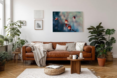 Sinus Art Wandbild 120x80cm Die rot-orange gefärbten Schmetterlinge strahlen Leichtigkeit, Freiheit und Lebendigkeit aus