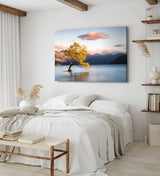 Paul Sinus Wandbild 120x80cm Baum im Wasser See Berge Natur Vögel