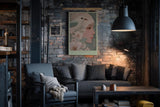 Paul Sinus Wandbild in 40x60cm The Whispering Bloom – Fein gezeichnetes Porträt mit floralen Linienmustern und Vogel in sanfter Farbigkeit
