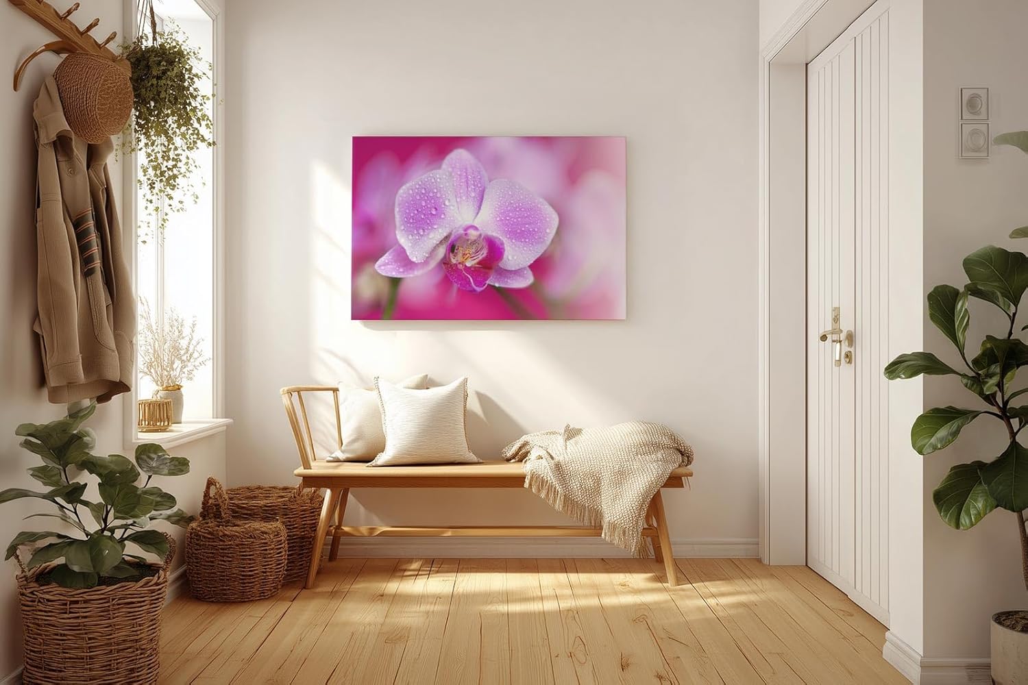Sinus Art Wandbild 120x80cm Die Tropfen auf den Blütenblättern verleihen dem Motiv eine frische und natürliche Eleganz