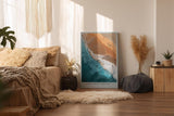 Paul Sinus Wandbild in 40x60cm Porto Covo Portugal – Luftaufnahme von Strand und Meer mit zwei Silhouetten im Sand