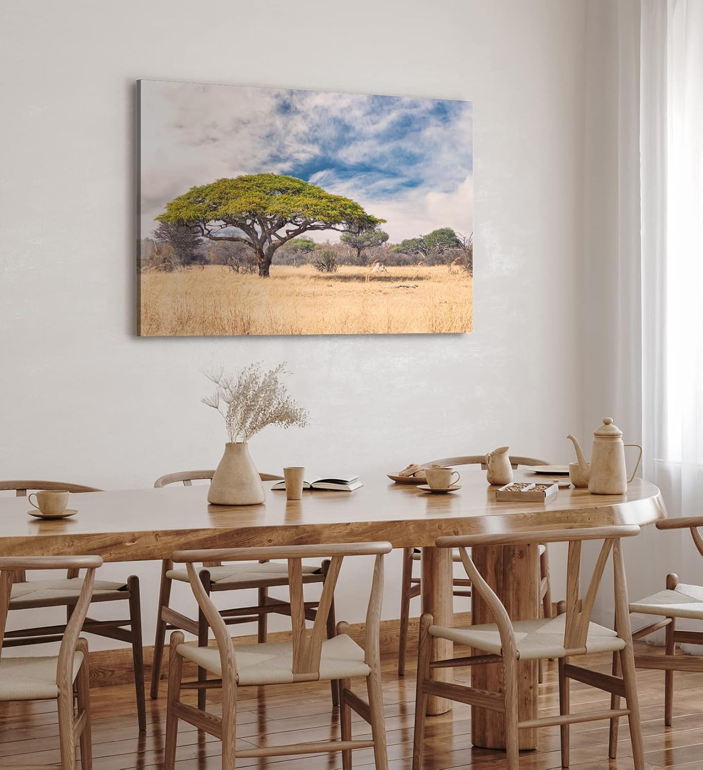 Paul Sinus Wandbild 120x80cm Afrikanische Landschaft Burkea Africana Bäume Sonnenuntergang