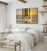 Paul Sinus Wandbild 120x80cm Sonnenuntergang Horizont Steg Holzbrücke Meer Strand