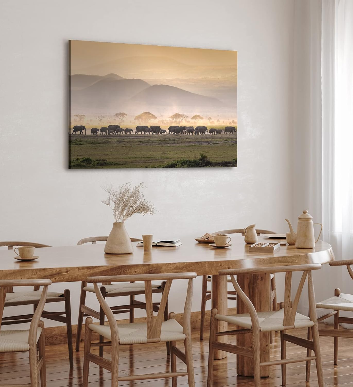 Paul Sinus Wandbild 120x80cm Elefantenherde Elefanten Afrika Tierfotografie Landschaft